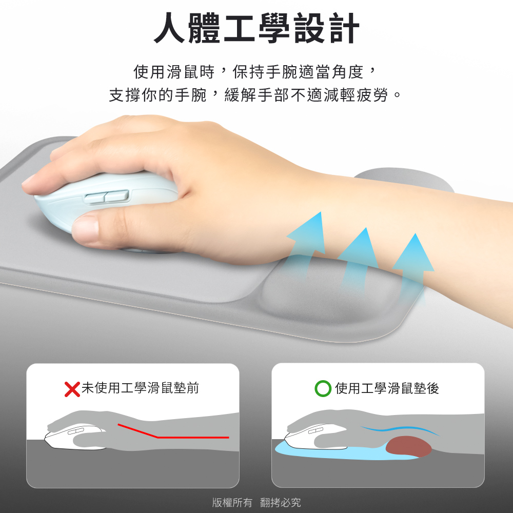 aibo 人體工學貼合設計 舒壓護腕滑鼠墊(MA-59), , large