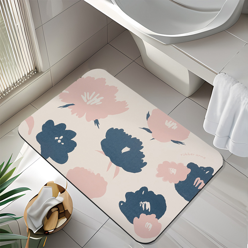 【Monster】 Soft Diatomaceous Earth Absorbent Mat &ndash; Dreamscape Series (60x40cm) &ndash; Graceful Floral Realm, , large