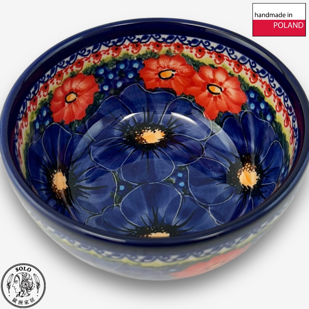 【SOLO歐洲家居】波蘭製 Cerraf 波蘭陶 13cm 飯碗 赤藍芳華系列, , large