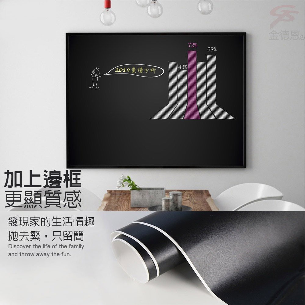 GS MALL 台灣製造 可裁剪黑板紙 200x45cm 教學黑板 塗鴉黑板 黑板紙 黑板 寫字板 畫板 文具板, , large