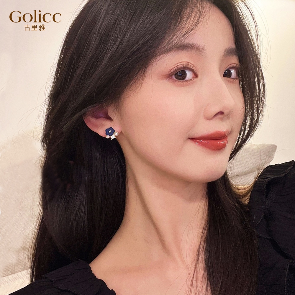 【Gulicc】古莉可 耳環 法式克萊茵蘭花朵小巧耳釘, , large