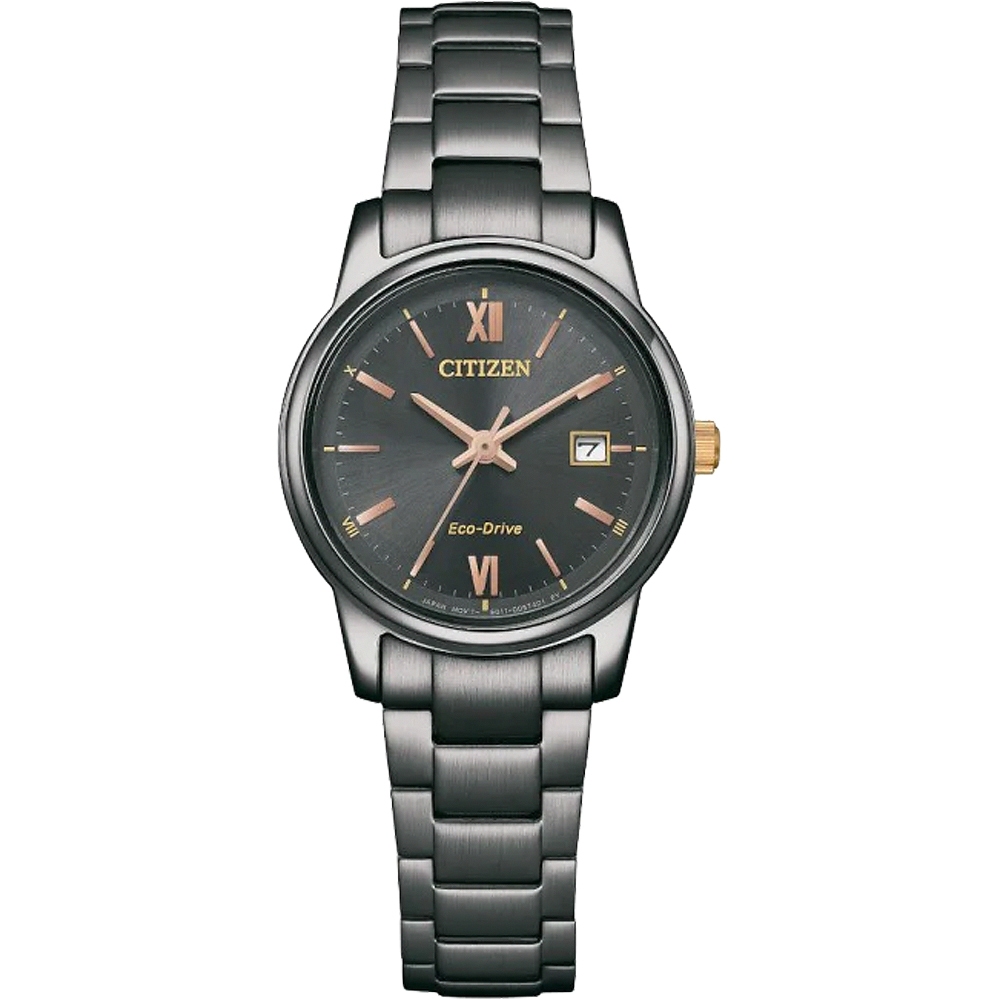 CITIZEN 星辰 光動能簡約女錶-黑 EW2316-79E, , large