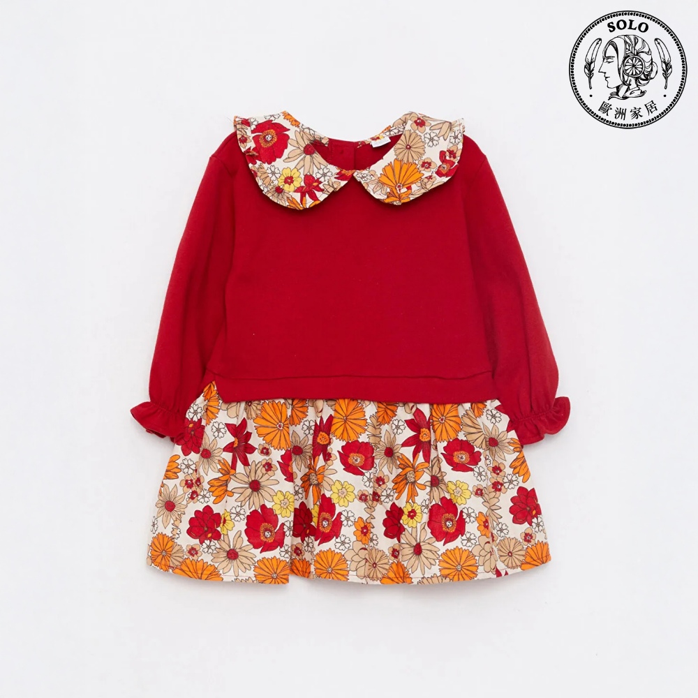 【SOLO Vintage】LCW Baby Toddler Girls Red Floral Dress Made in Turkey 6-9m, , large