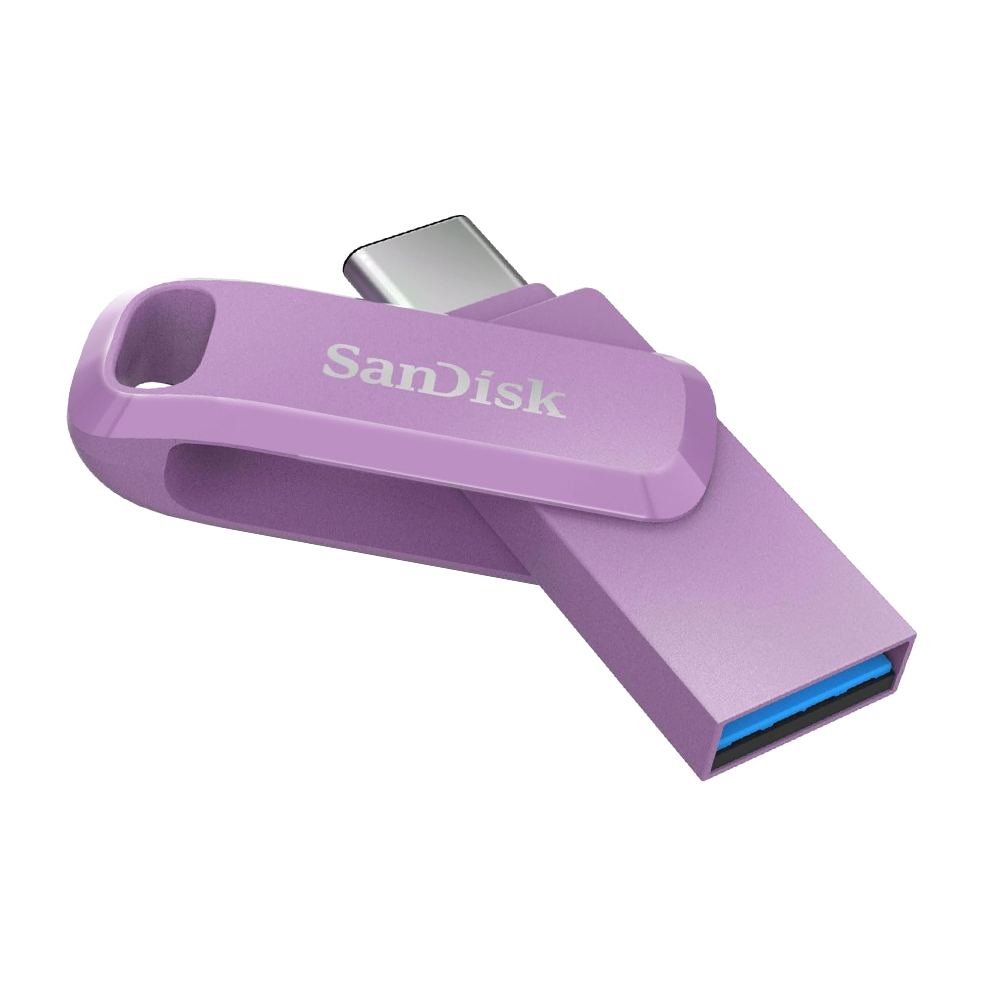【SanDisk】Ultra GO 64G 薰衣草紫 TYPE-C USB 3.2 雙用 OTG 旋轉隨身碟 讀取速度 300MB/s, , large