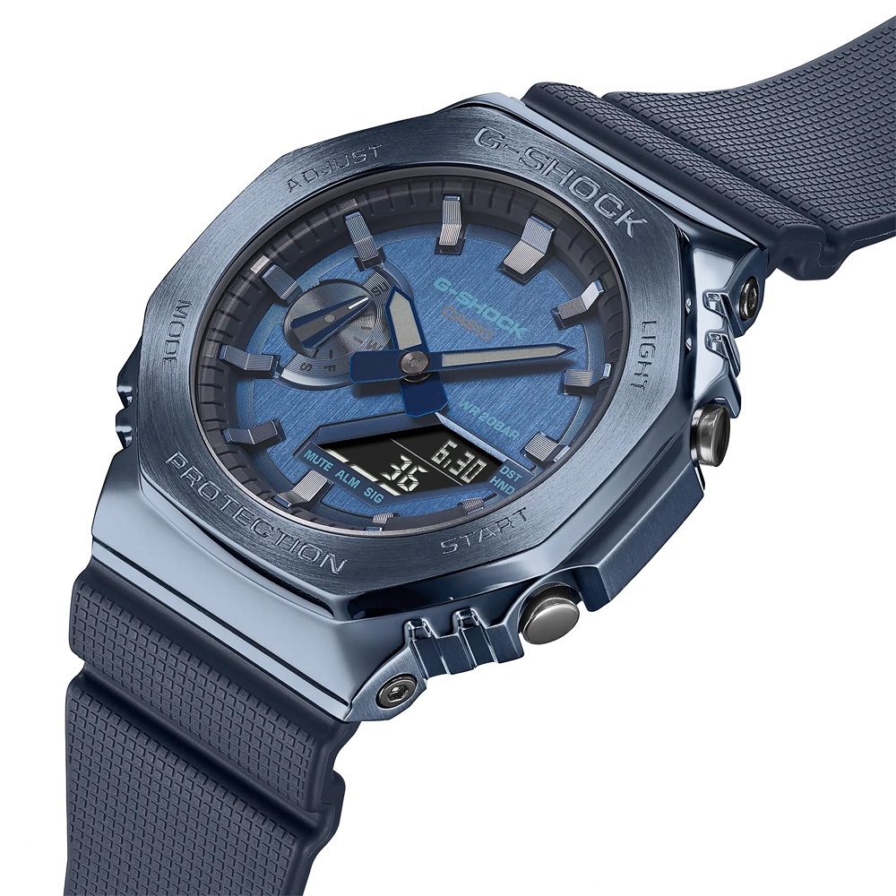 CASIO 卡西歐 G-SHOCK 八角 金屬錶殼 雙顯手錶-深海藍 GM-2100N-2A, , large