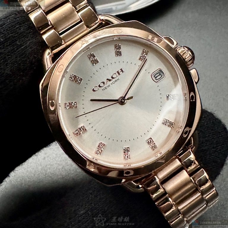 [星晴錶業]COACH手錶,34mm,CH00196銀白色錶面玫瑰金錶殼玫瑰金色精鋼錶帶款, , large
