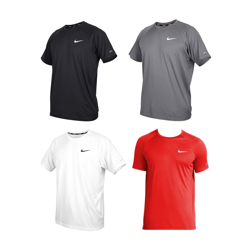 NIKE ESSENTIAL 成人男性短袖防曬衣 健身 訓練 跑步 戶外 運動 吸汗 乾爽 透氣 彈性 黑 灰 白 紅, , large