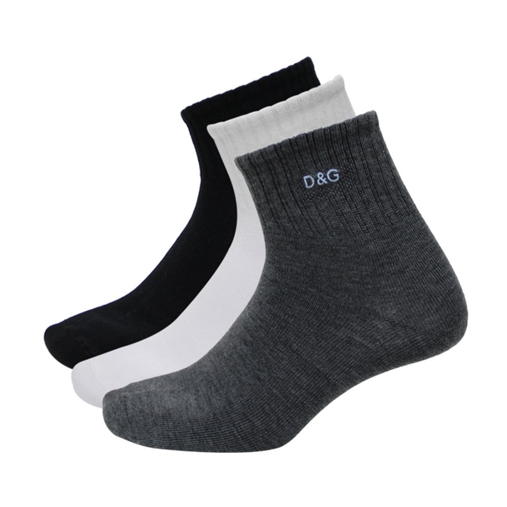 【D&G】1/2素面刺繡男襪<白>DC6048 短襪 襪子, , large