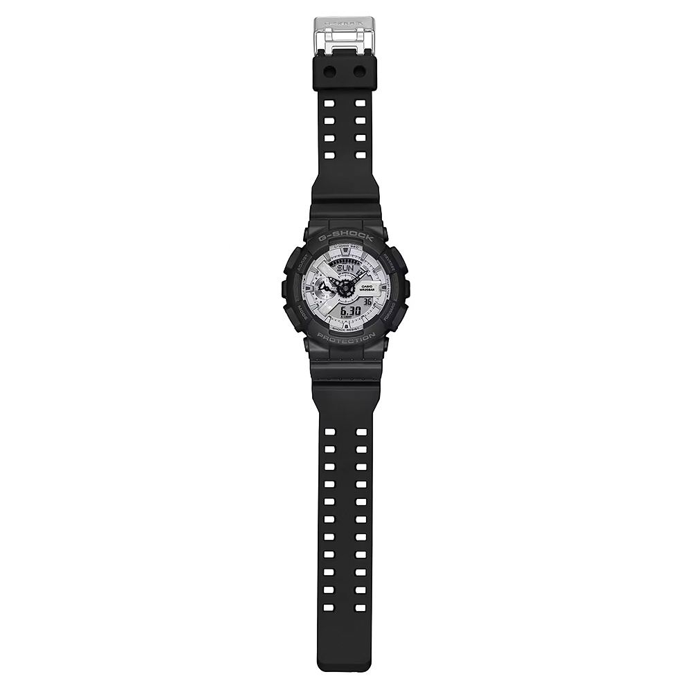 CASIO 卡西歐 G-SHOCK 黑白經典雙顯手錶 GA-110WD-1A, , large
