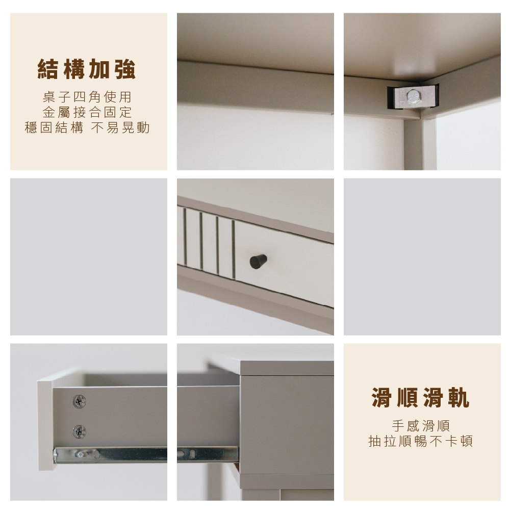 書桌 工作桌 電腦桌 化妝桌 雙抽屜桌 鐵架書桌 雙抽工作桌 TA495, 奶茶色, large