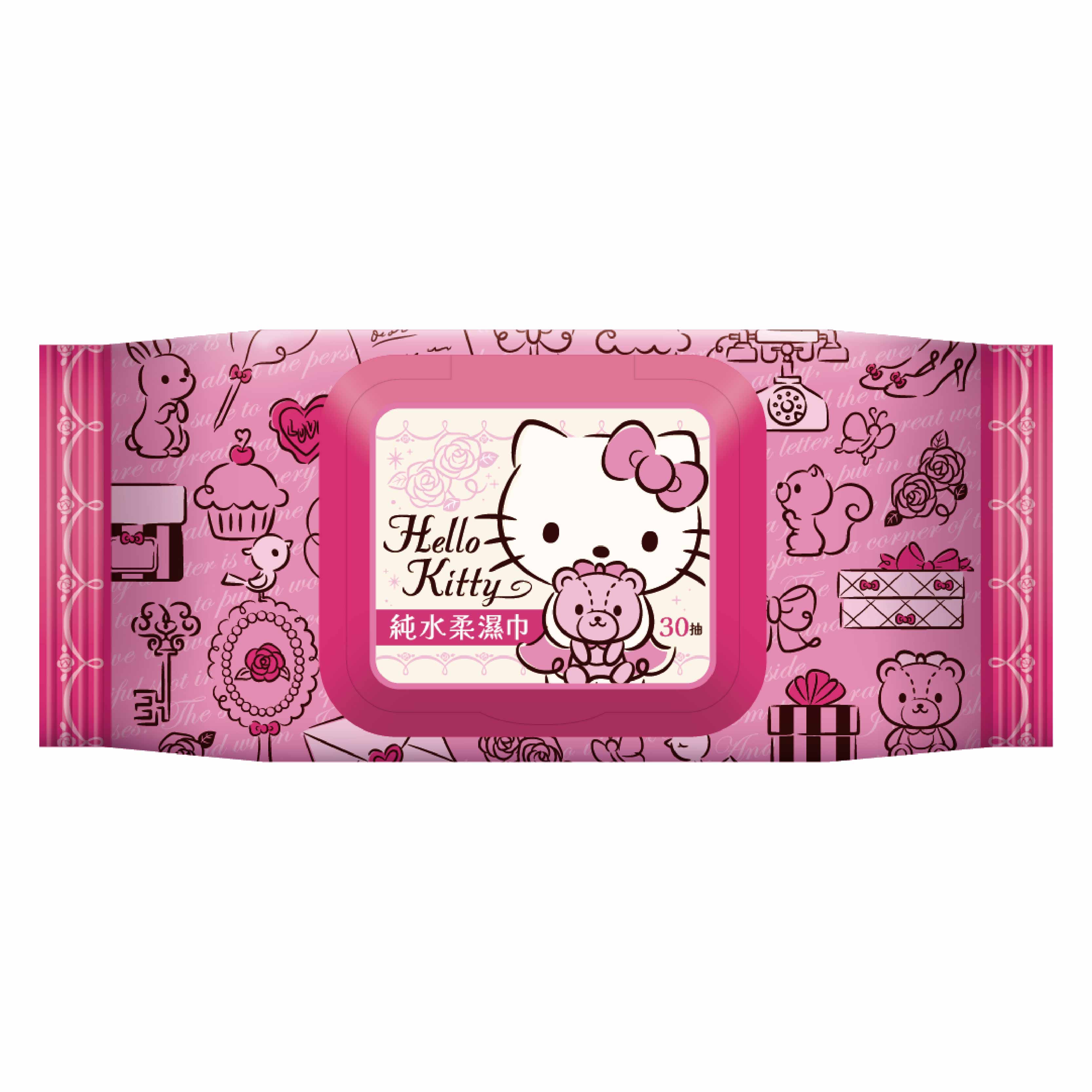 [寶富華]加蓋 Hello Kitty 純水柔濕巾30抽, , large