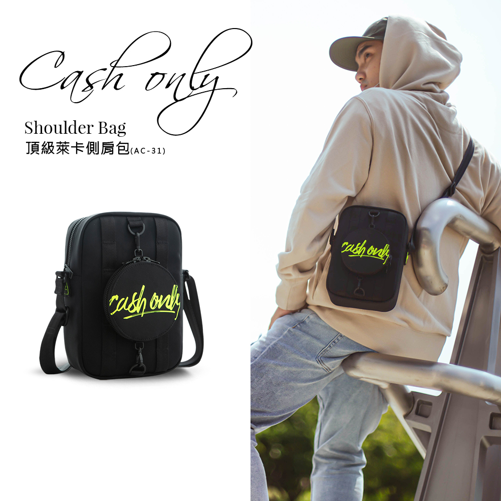 【AXIO】CASH ONLY 頂級萊卡側肩包(AC-31)黑色, , large