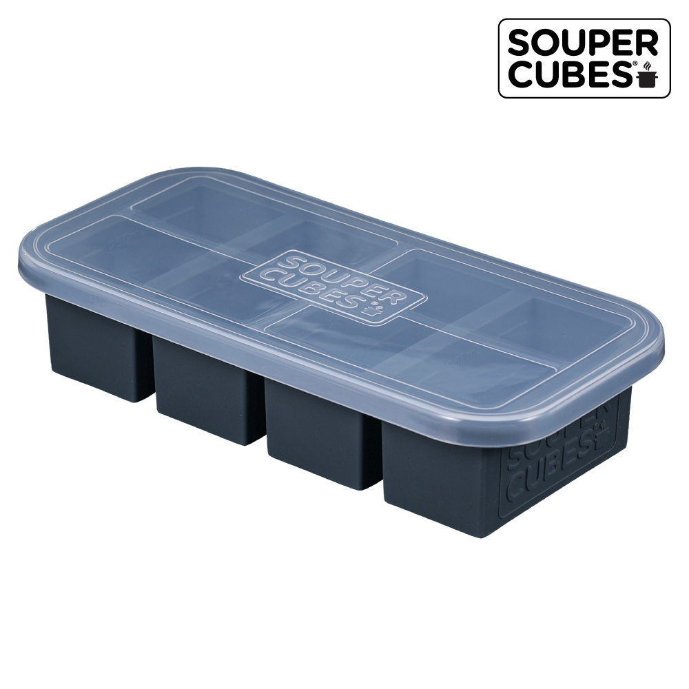 官方直營【Souper Cubes】多功能食品級矽膠保鮮盒4格_曜石灰(250ML/格), , large