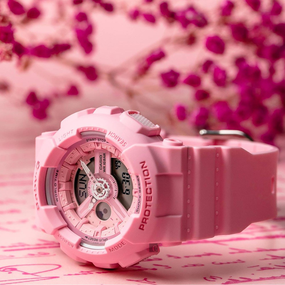 CASIO 卡西歐 Baby-G 花朵系列雙顯手錶-玫瑰粉 BA-110-4A1DR, , large