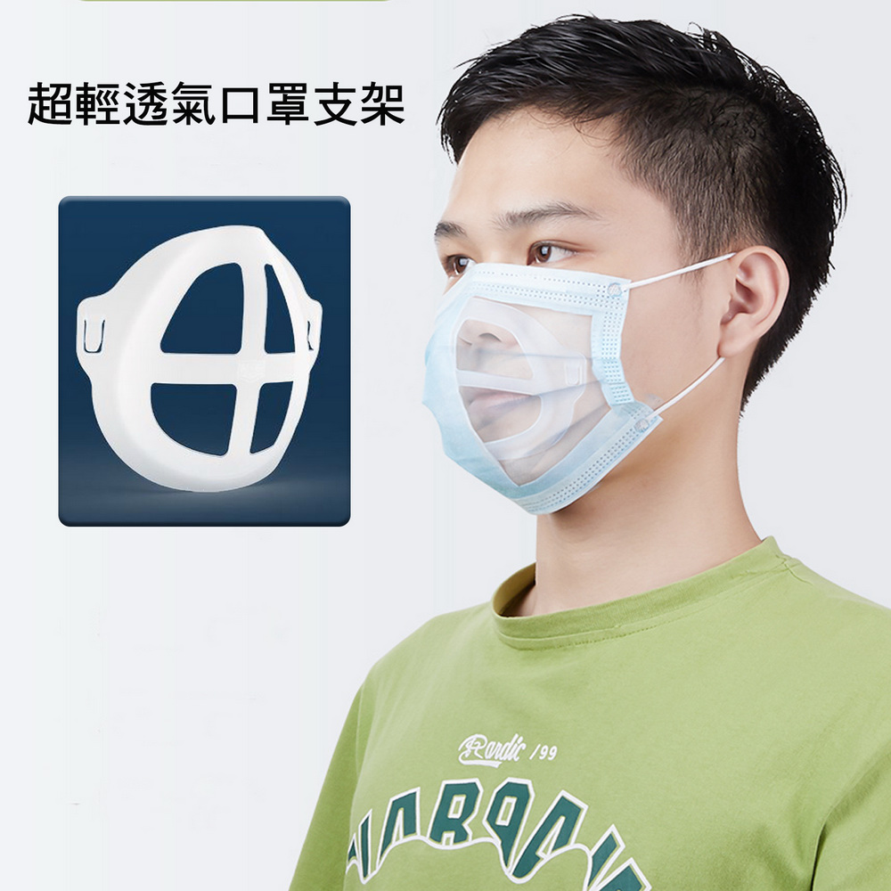 【100入】MS07全新二代3D立體超舒適透氣口罩內托支架, 白, large