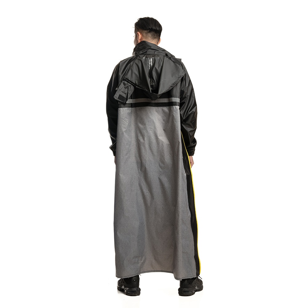 PIOGGIA R2 義式側拉鍊雨衣 2XL-4XL黑色 加高領口設計 背包位反光條防雨保暖, , large