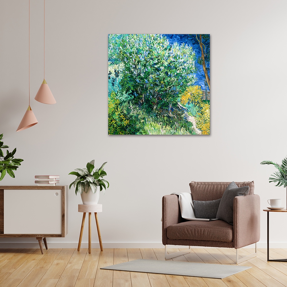 【御畫房】紫丁香花叢 國家一級畫師手繪油畫80&times;80cm(VF-173), , large