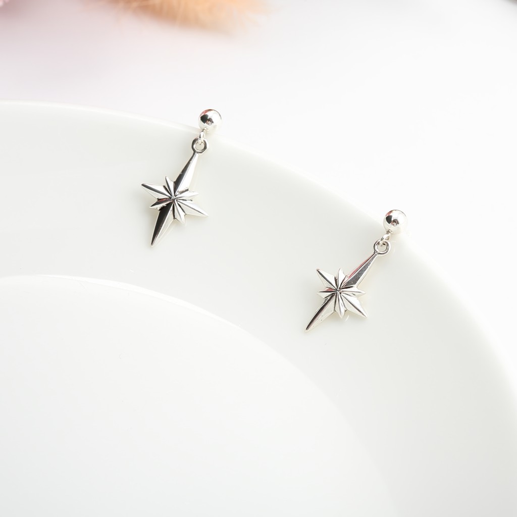 【Angel & Me】Hope North Star Polaris s925 sterling silver earrings birthday gift, , large