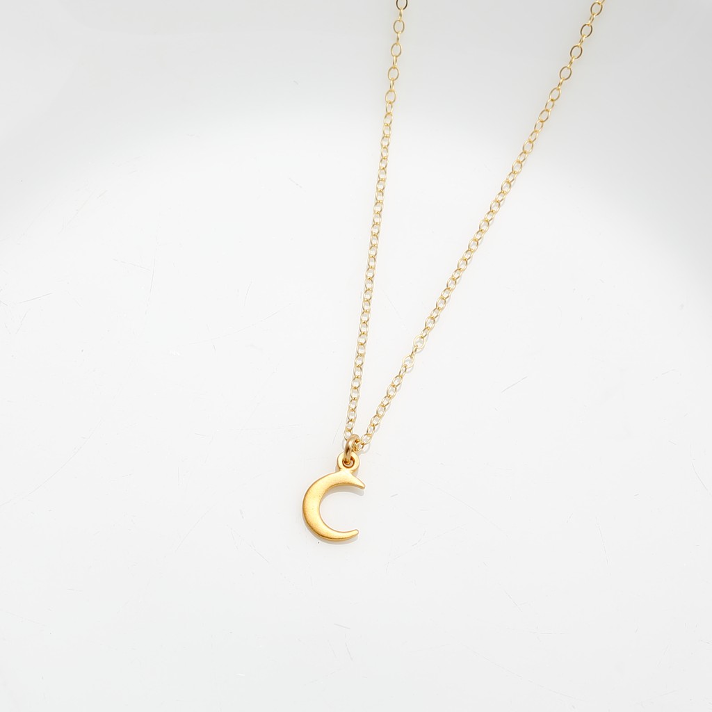【Angel & Me】Mini Moon s925 sterling silver 24k gold-plated necklace gift, , large