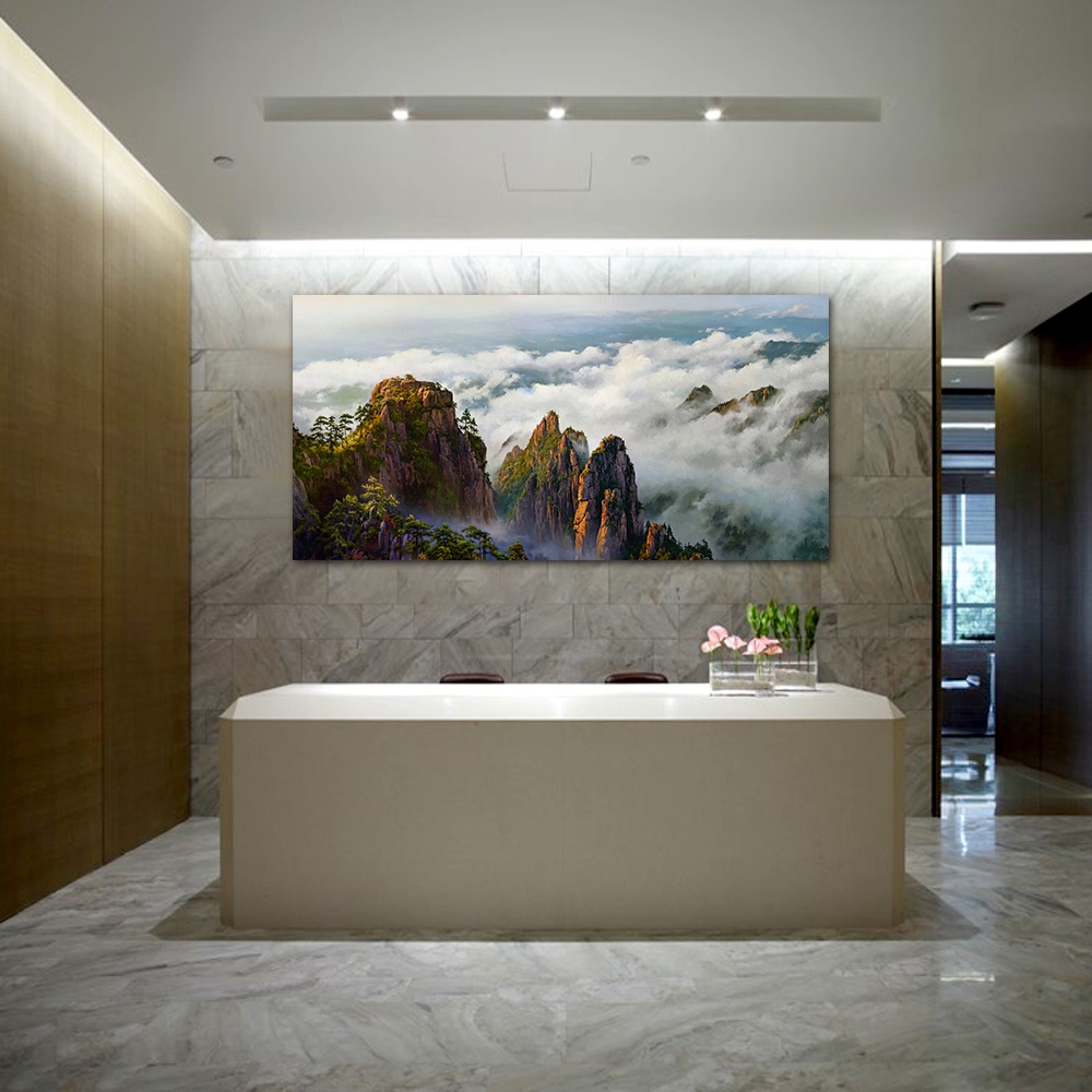 【御畫房】黃山雲海 國家一級畫師手繪油畫60&times;120cm(VF-137), , large