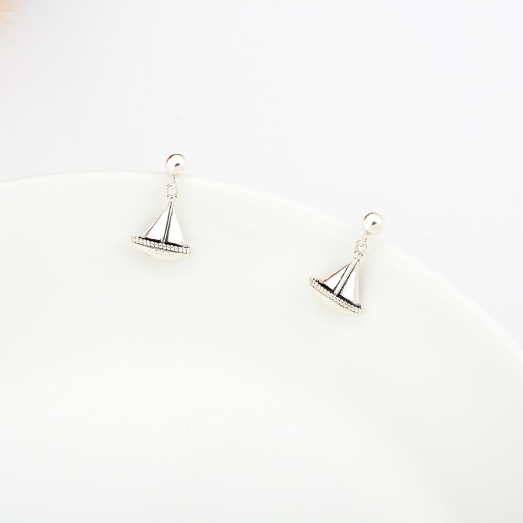【Angel & Me】Vacation Sailboat s925 sterling silver earrings birthday gift, , large