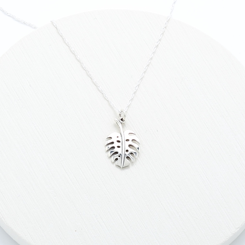 【Angel & Me】Monstera Delici Leaf s925 sterling silver necklace Birthday gift, , large