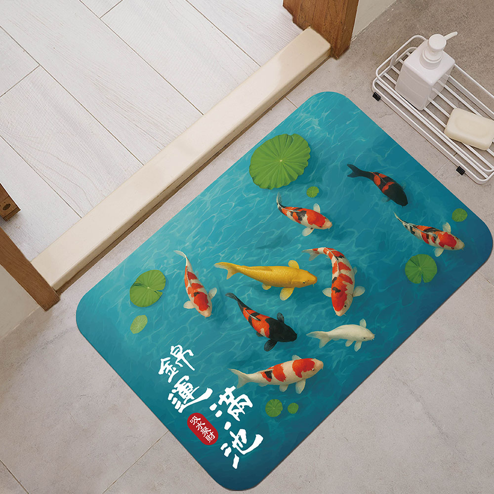 【怪獸】日竹門 瞬吸 軟式珪藻土吸水地墊 (60x40cm) -錦運滿池, , large