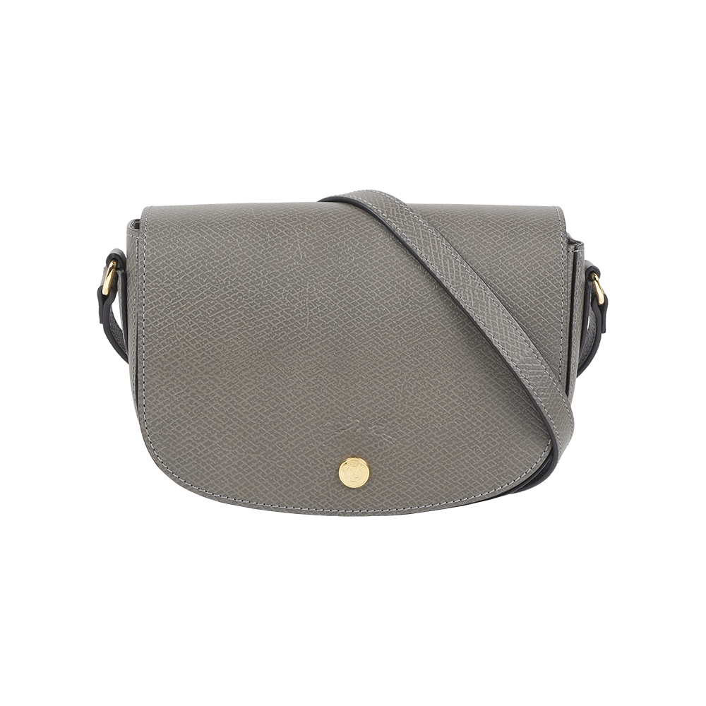 LONGCHAMP S號 EPURE 牛皮翻蓋馬鞍包(斑鳩灰), , large