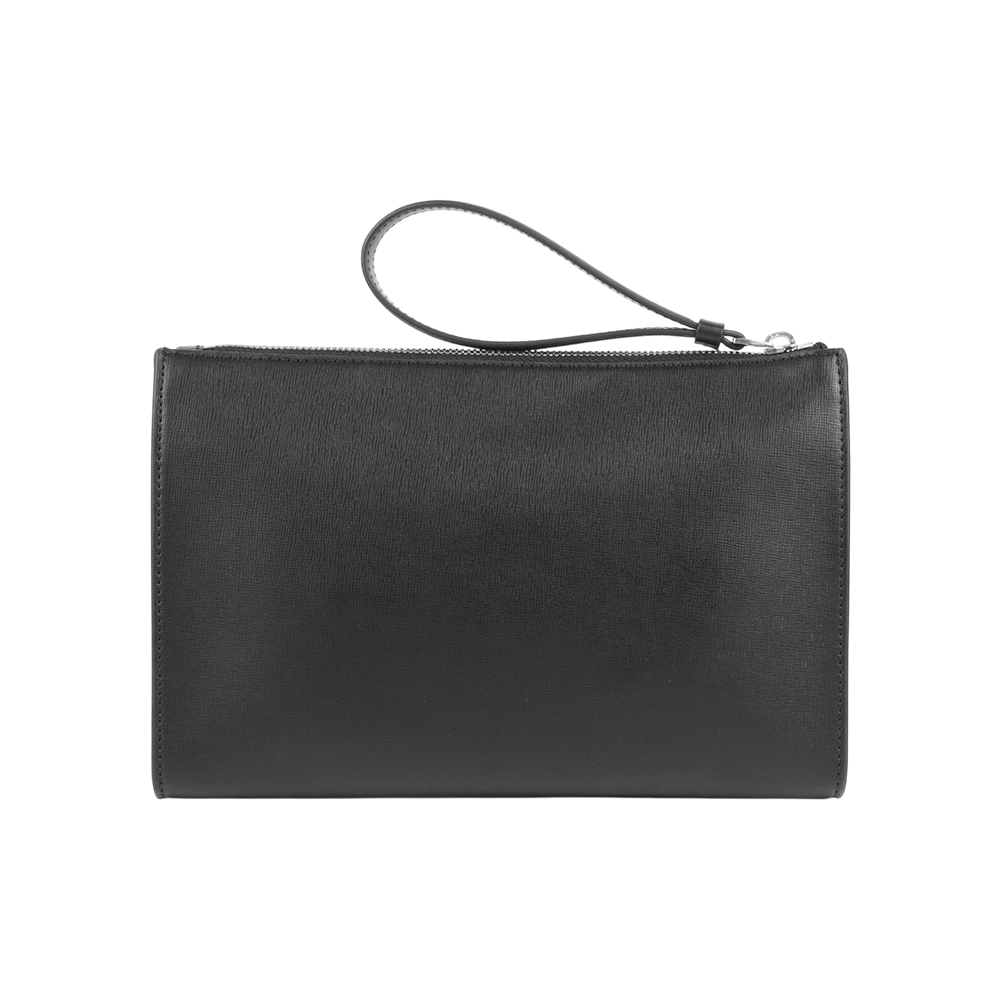 BALLY Mythos 紅白條紋再生厚款手拿包(黑色), , large