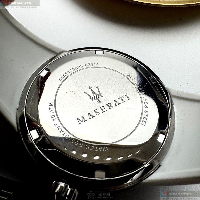 [星晴錶業]MASERATI手錶,38mm,R8851103503白色幾何立體圖形錶面銀錶殼白矽膠錶帶款, , large