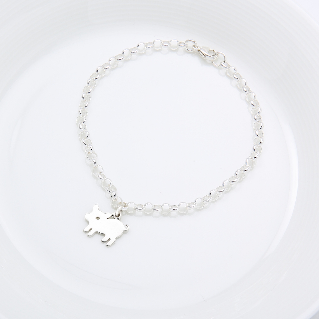 【Angel & Me】Lucky Pig s925 sterling silver bracelet Birthday gift, , large