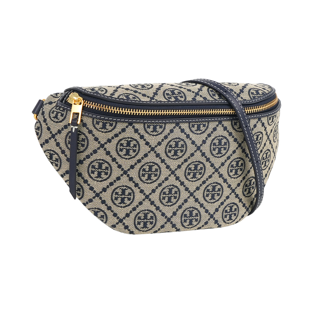 TORY BURCH T Monogram 標誌緹花拉鍊腰包(海軍藍), , large