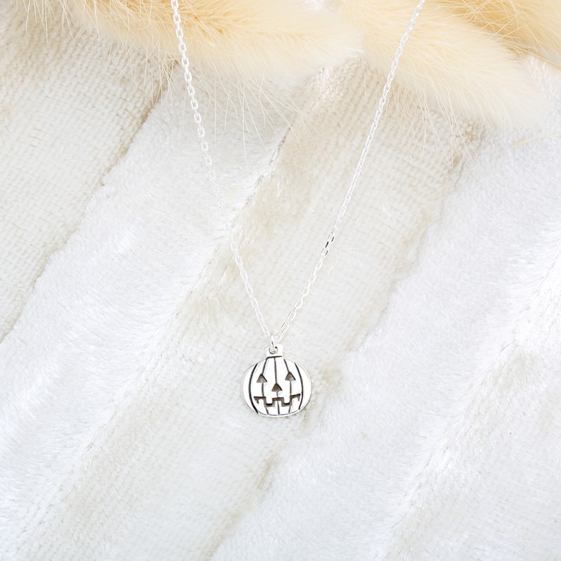 【Angel & Me】Halloween Pumpkin Lantern s925 sterling silver necklace gift, , large