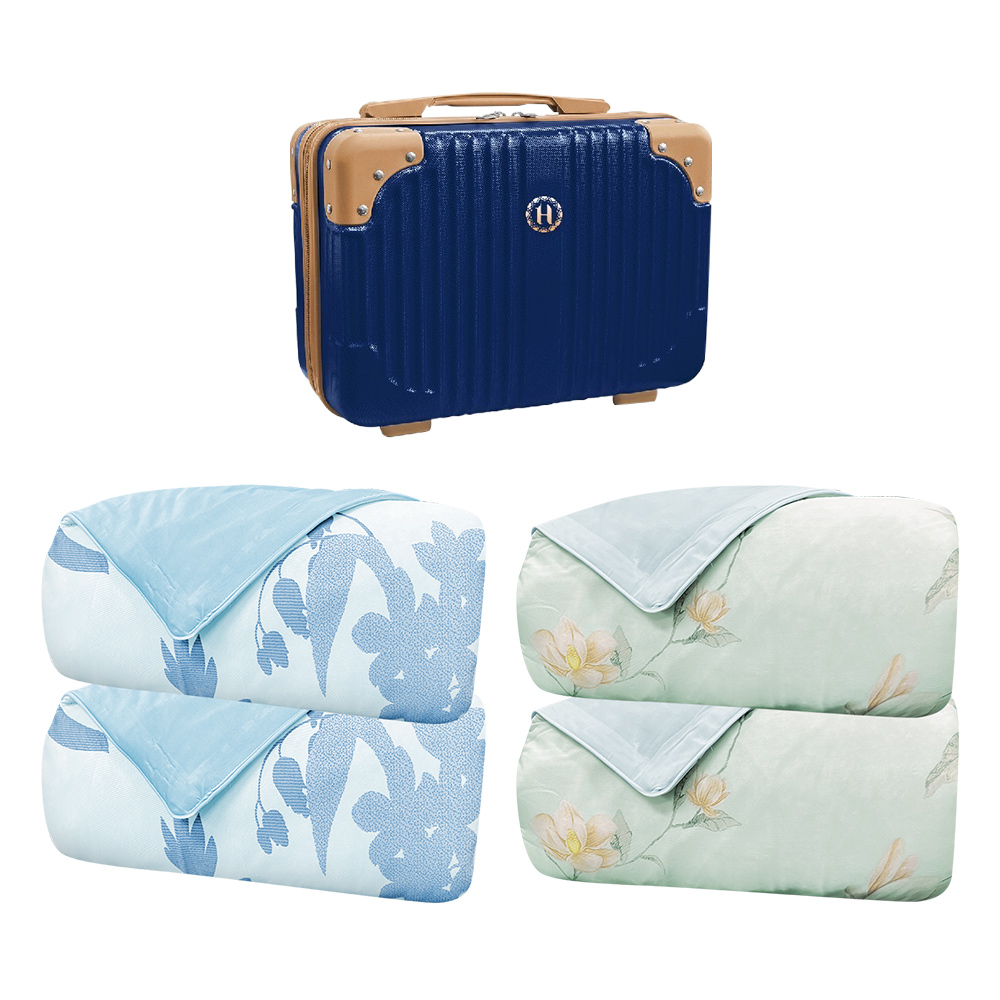 【Hilton】Natural Silk Antibacterial Cooling Children's Quilt/Blue Green Leaf (Quilt/Cooling Quilt/Cooling Quilt/Silk Quilt/Two Children's Quilts - Suitcase) (B0248-NS), , large