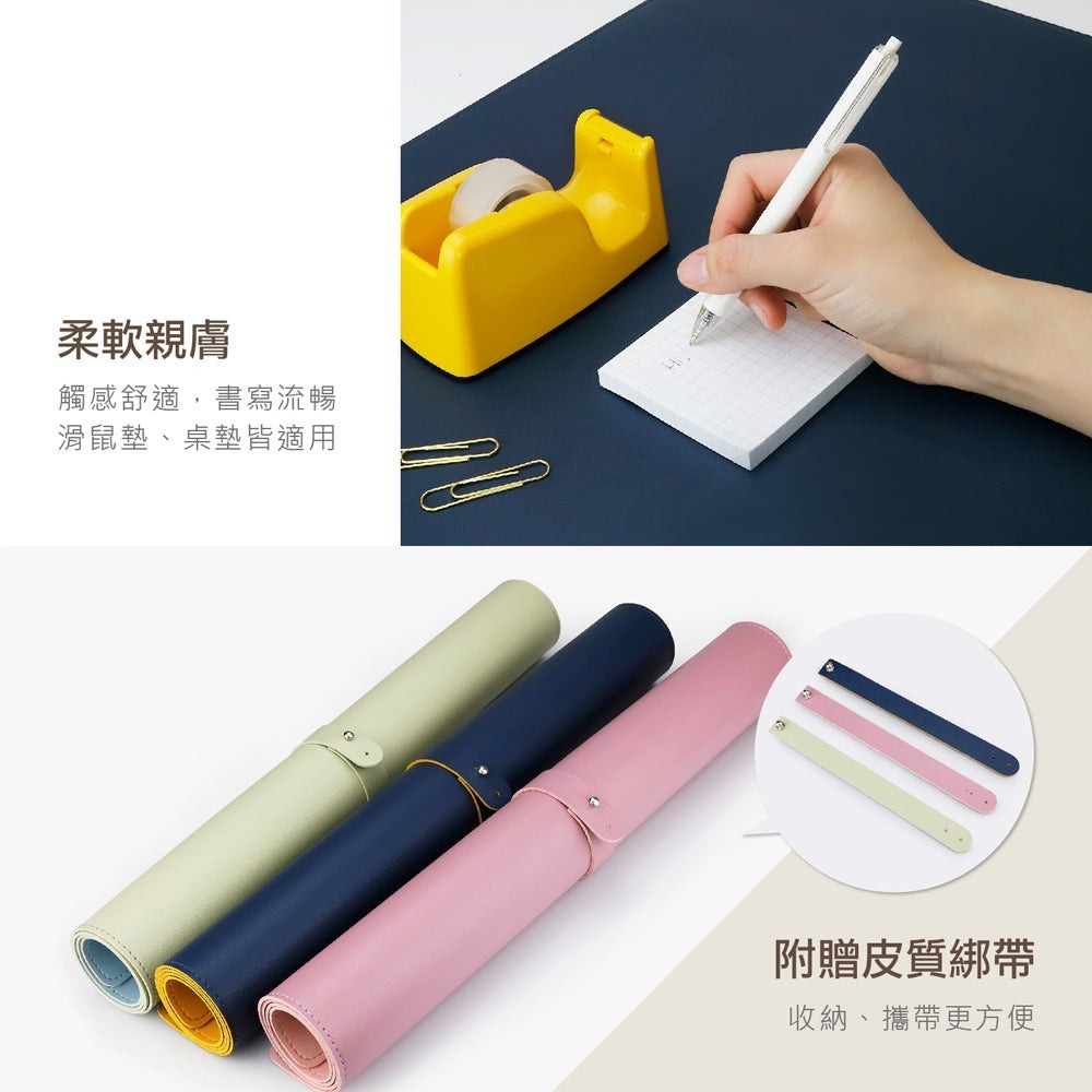 力大牌ABEL  雙色PU皮質桌墊 60CM/90CM蔚藍+橘黃66825(60*40CM), , large