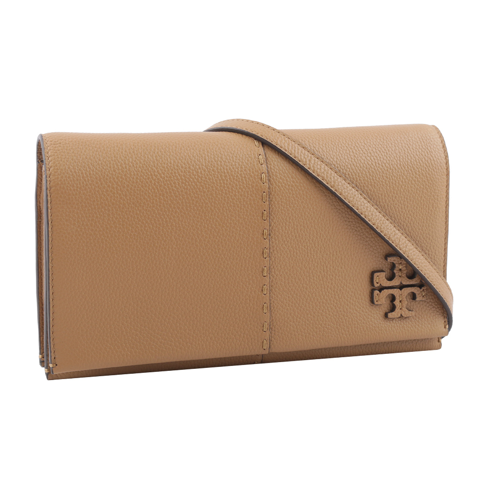 TORY BURCH McGRAW 鵝卵石皮革皮夾式斜背包/提拉米蘇, , large