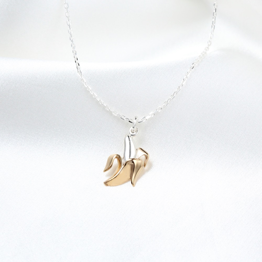 【Angel & Me】Banana s925 sterling silver necklace Birthday Halloween gift, , large