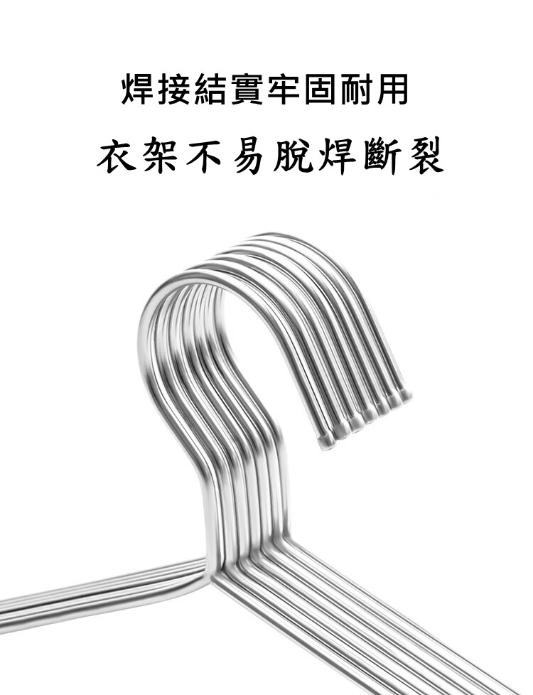 【誠宜居家】 長45cmx寬3mm不鏽鋼防滑衣架10入《加粗》(衣架 曬衣架 晾衣架 防滑 乾濕兩用), , large