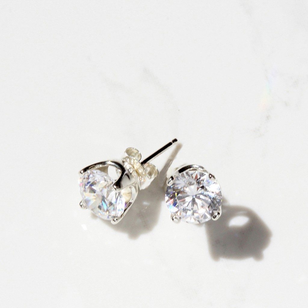 【Angel & Me】1 carat Crown 7mm Swiss diamond s925 sterling silver earrings gift, , large
