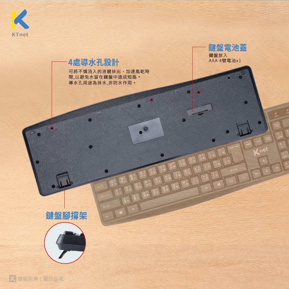 KTnet Z7 2.4G Wireless Keyboard and Mouse Set Classic Multi-stage DPI Switching Ultra-power-saving design, , large