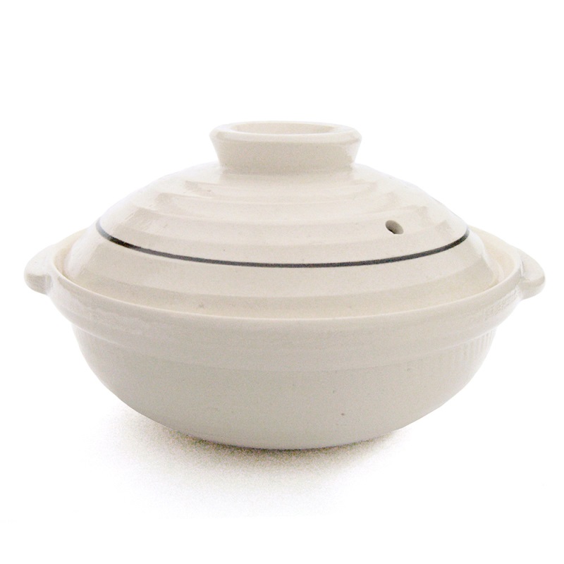 [豐名日本餐具] 六號鍋 白棕圈  / C06PT0-36, , large