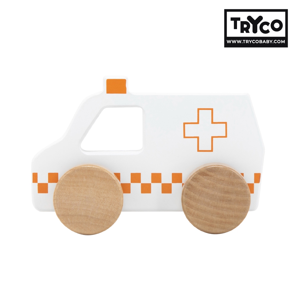 官方直營【Tryco】木質小車-救護車(同款任選購買2個以上出貨), , large