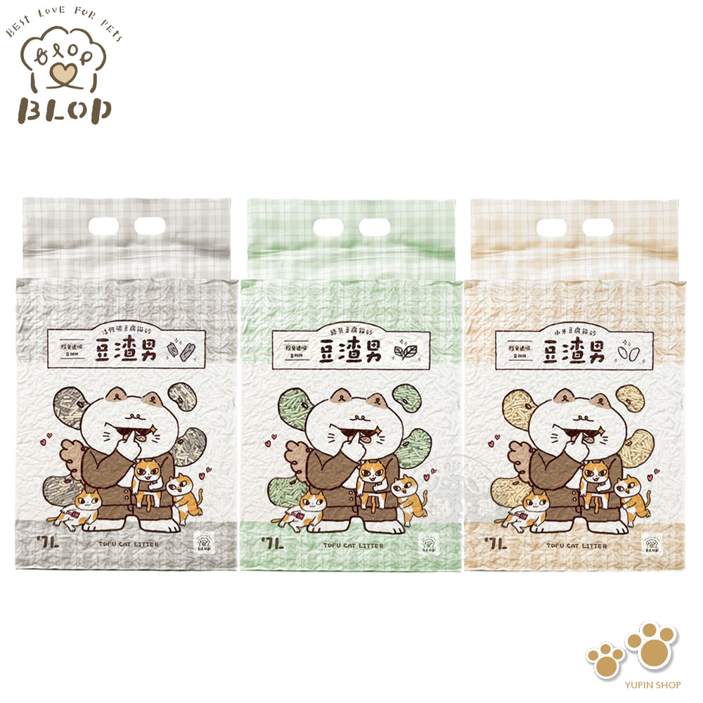 6包組 BLOP 豆渣男豆腐砂 小米 7L 約2.5kg 2mm 條型 貓砂 強力凝結 貓砂 除臭 環保貓砂 可沖馬桶, , large