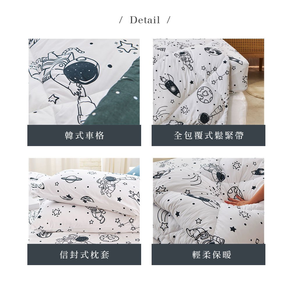 【DUYAN 竹漾】舒柔棉 單人/雙人/加大 床包羽絲絨被組 / 星旅太空, , large
