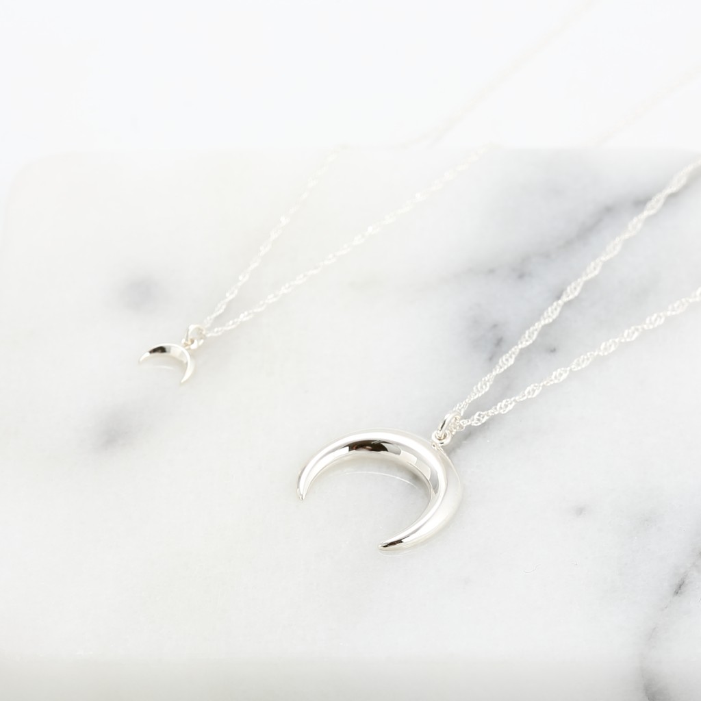 【Angel & Me】Crescent Moon (Large) s925 sterling silver necklace Birthday gift, , large