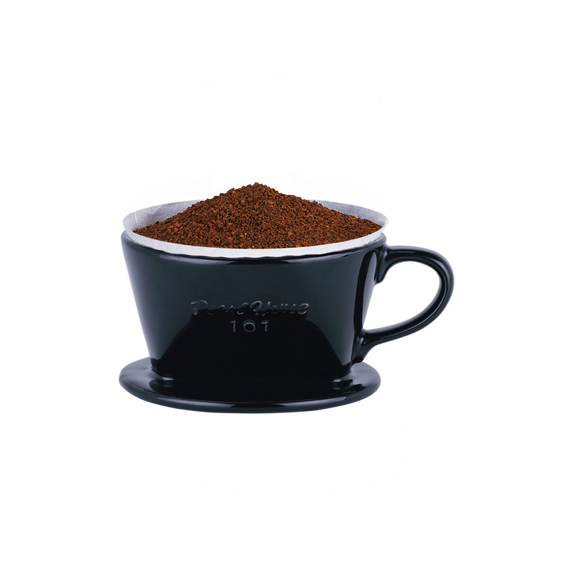 PEARL HORSE Ceramic Coffee Dripper for 1-2 Cups &ndash; Black | High-Quality Porcelain &ndash; JA-001-101-C-B, , large