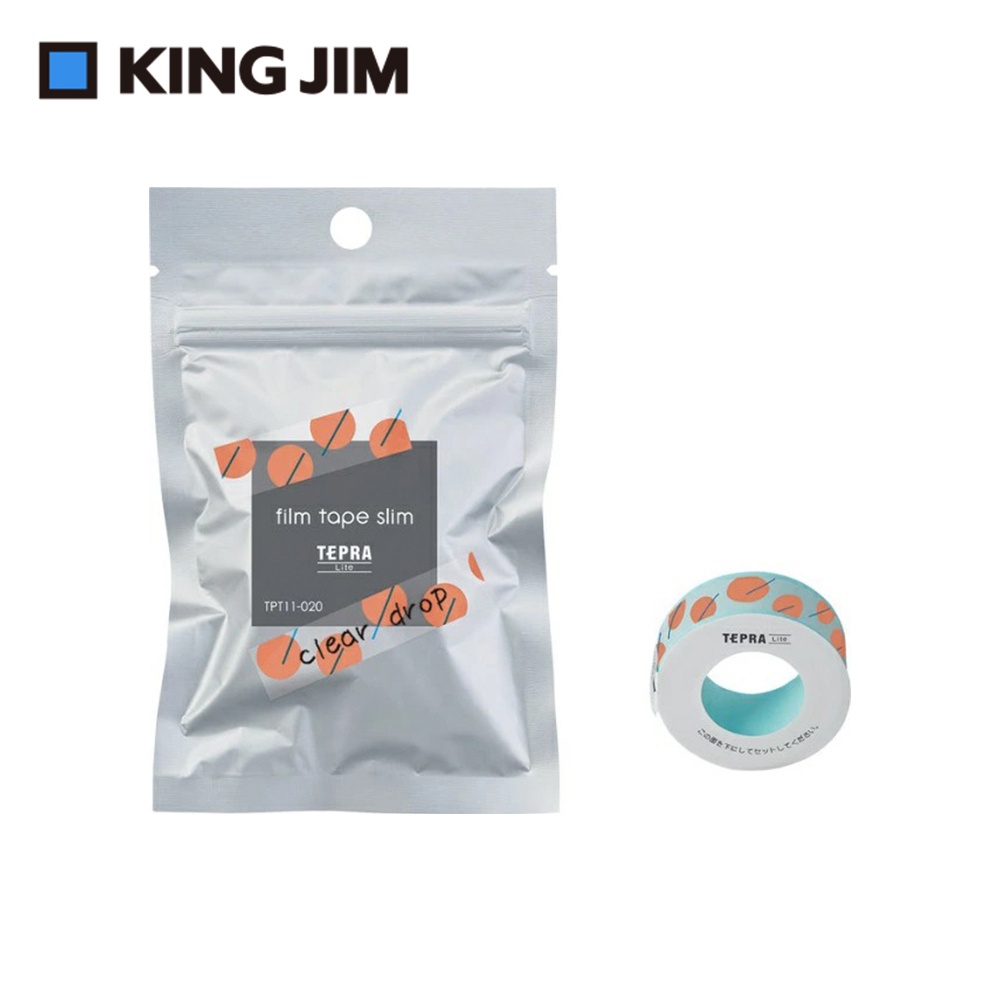 *需預訂【KING JIM】TEPRA LITE 熱感式標籤薄膜自黏膠帶 11mm(透明款)透明水滴(TPT11-020), , large