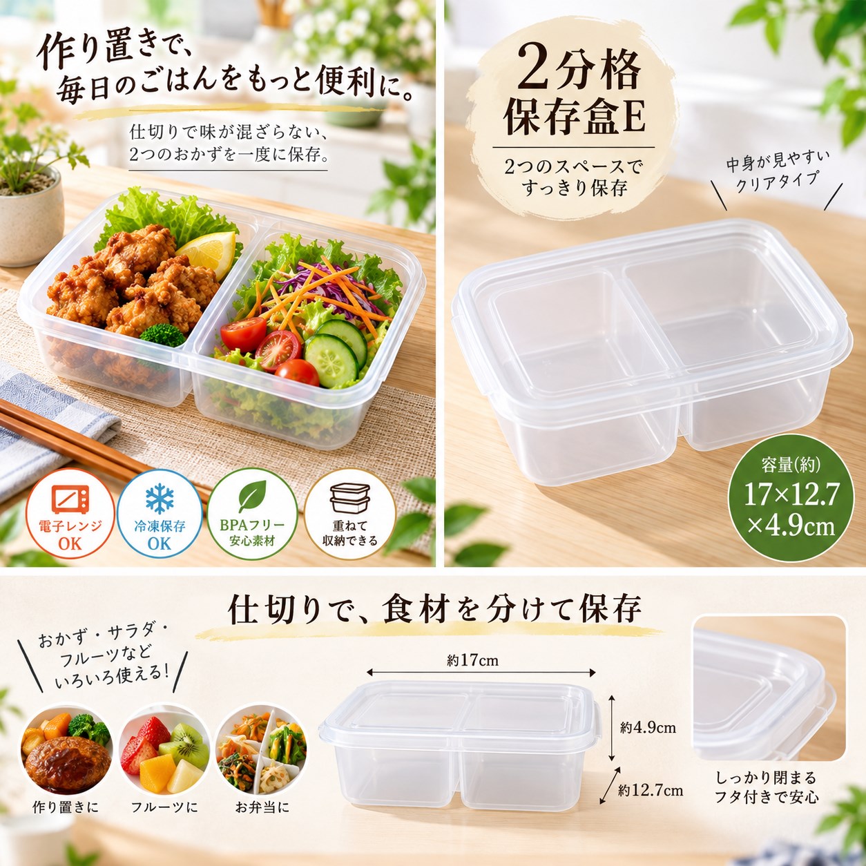 【HIYASU日安工坊】2分格保存盒E, , large