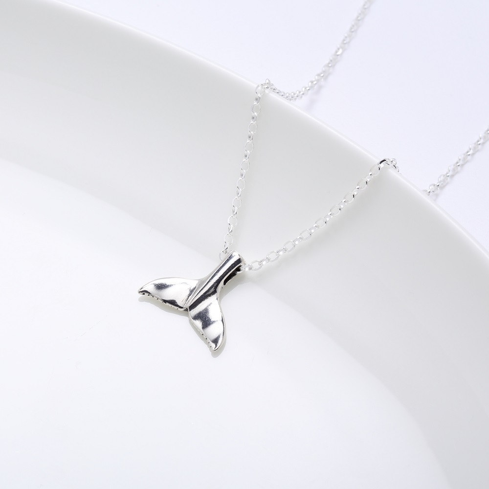 【Angel & Me】Large Whale tail s925 sterling silver necklace Birthday gift, , large