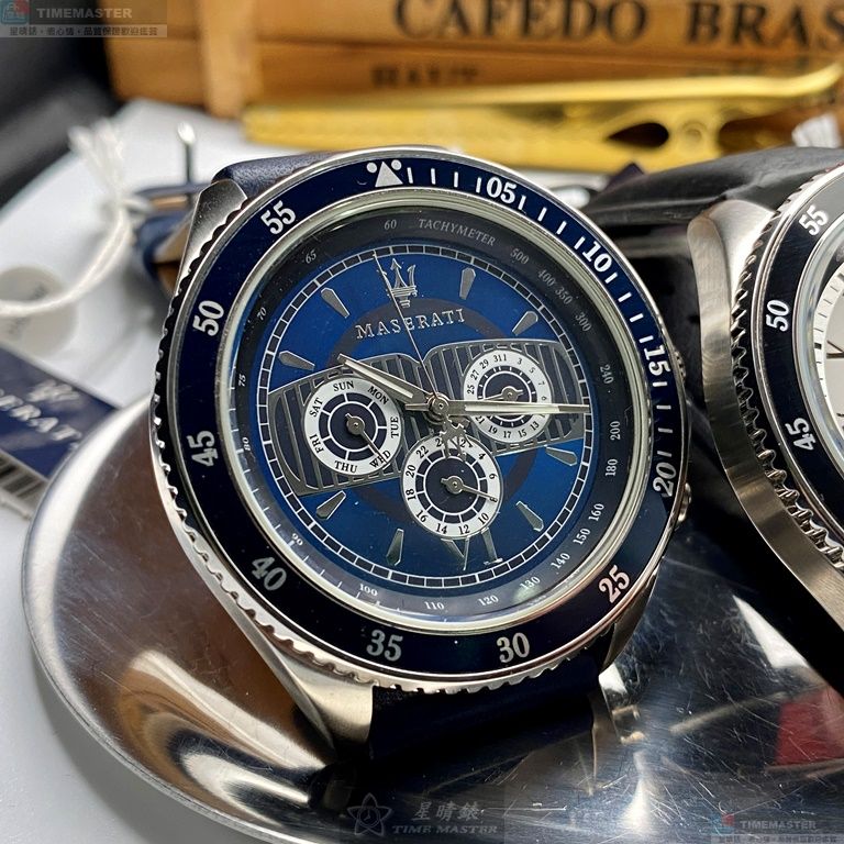 [星晴錶業]MASERATI手錶,46mm,R8851101002寶藍色錶面寶藍錶殼寶藍真皮皮革錶帶款, , large